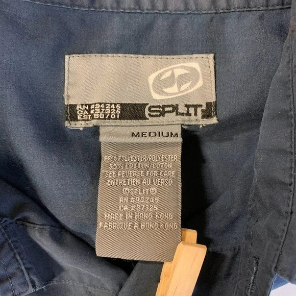 Split Men's Button‎ Up Cotton Blend Short Sleeve Shirt Size M - Picture 7 of 13